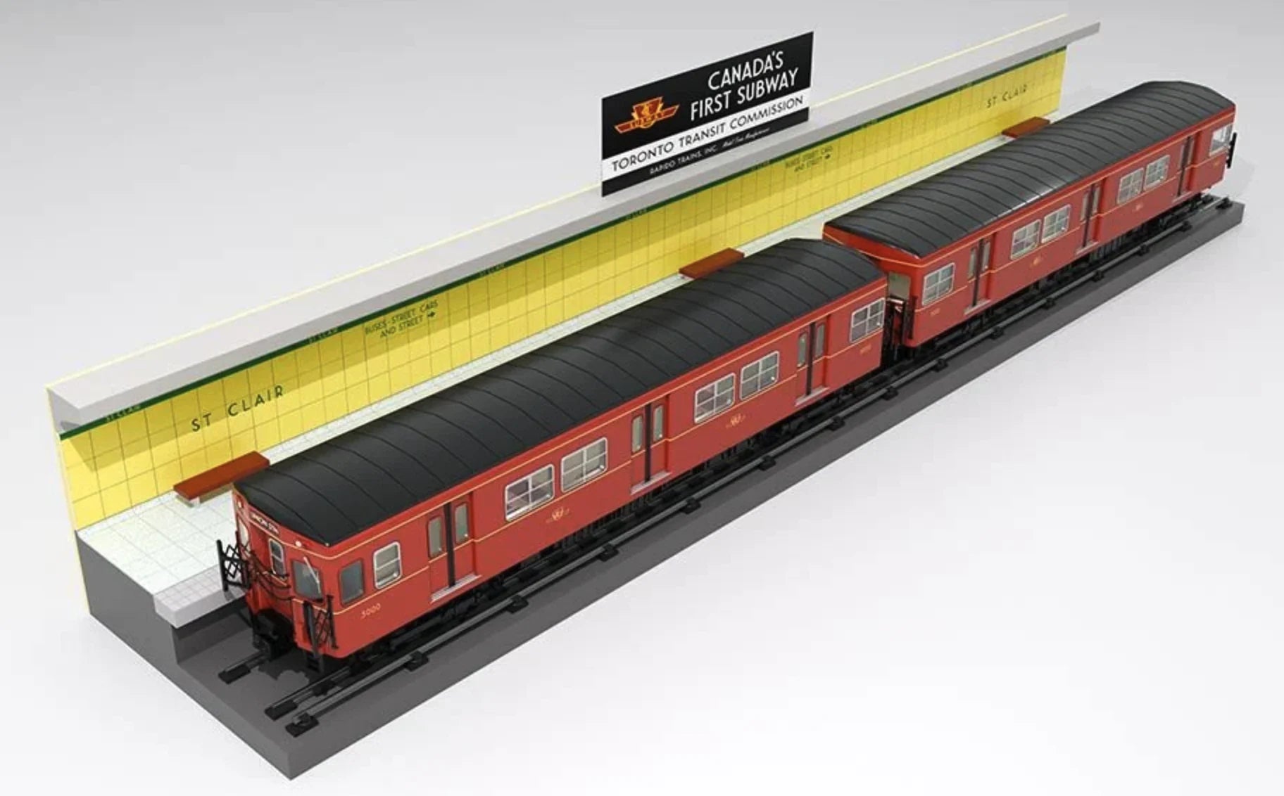 Rapido 206004, HO TTC Gloucester Subway Trains, 2-Car Set, Unpowered, With Display Platform, Includes #5000 & 5001