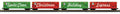 MTH 30-70170 O Christmas 4-Car 50' Double Door Boxcar Set with LED Lights