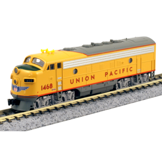 Kato 106-0050, N Scale EMD F7 Freight Starter Set, Includes Union Pacific Locomotive, 3 Freight Cars, a Caboose, Unitrack Oval & Power Pack